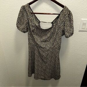 Lily Rose Black and Yellow Fitted Puff Sleeve Mini Dress